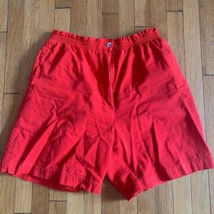 Red high waisted shorts